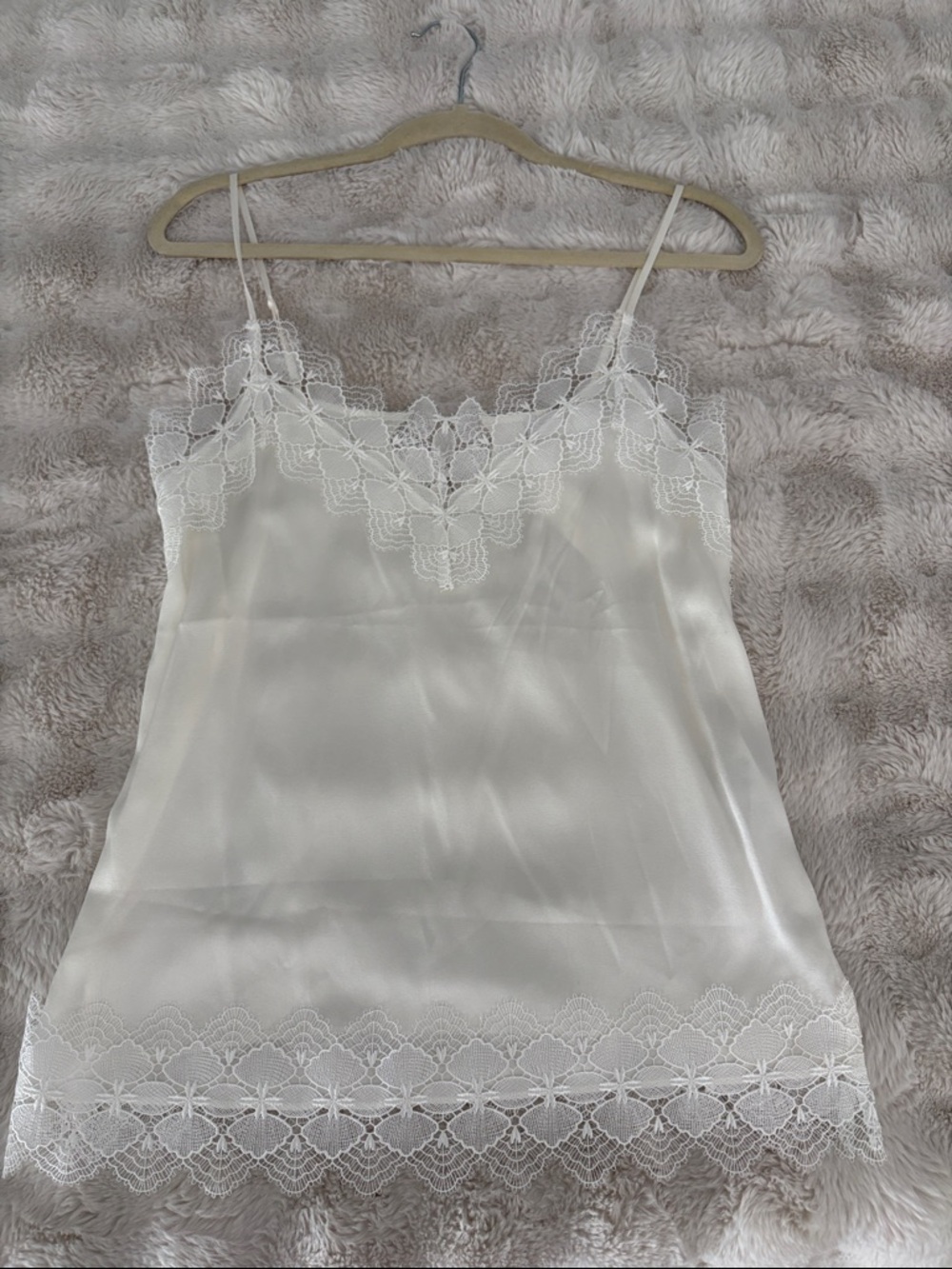 Anne Fontaine Delicate Lace Trim Silk Cami Top - White 36